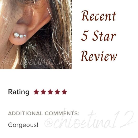 Gold / Sterling  Mini Diamond Climber Earrings - Picture 5 of 6